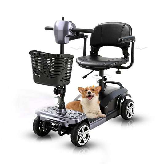 MobiCyc MS08s Mobility Scooters for Seniors & Adults 15Miles 4-Wheel Foldable Powered Electric Wheelchair Device w/360WH Battery, 300 lbs Capacity, with USB Port, Detachable Baskets, Compact