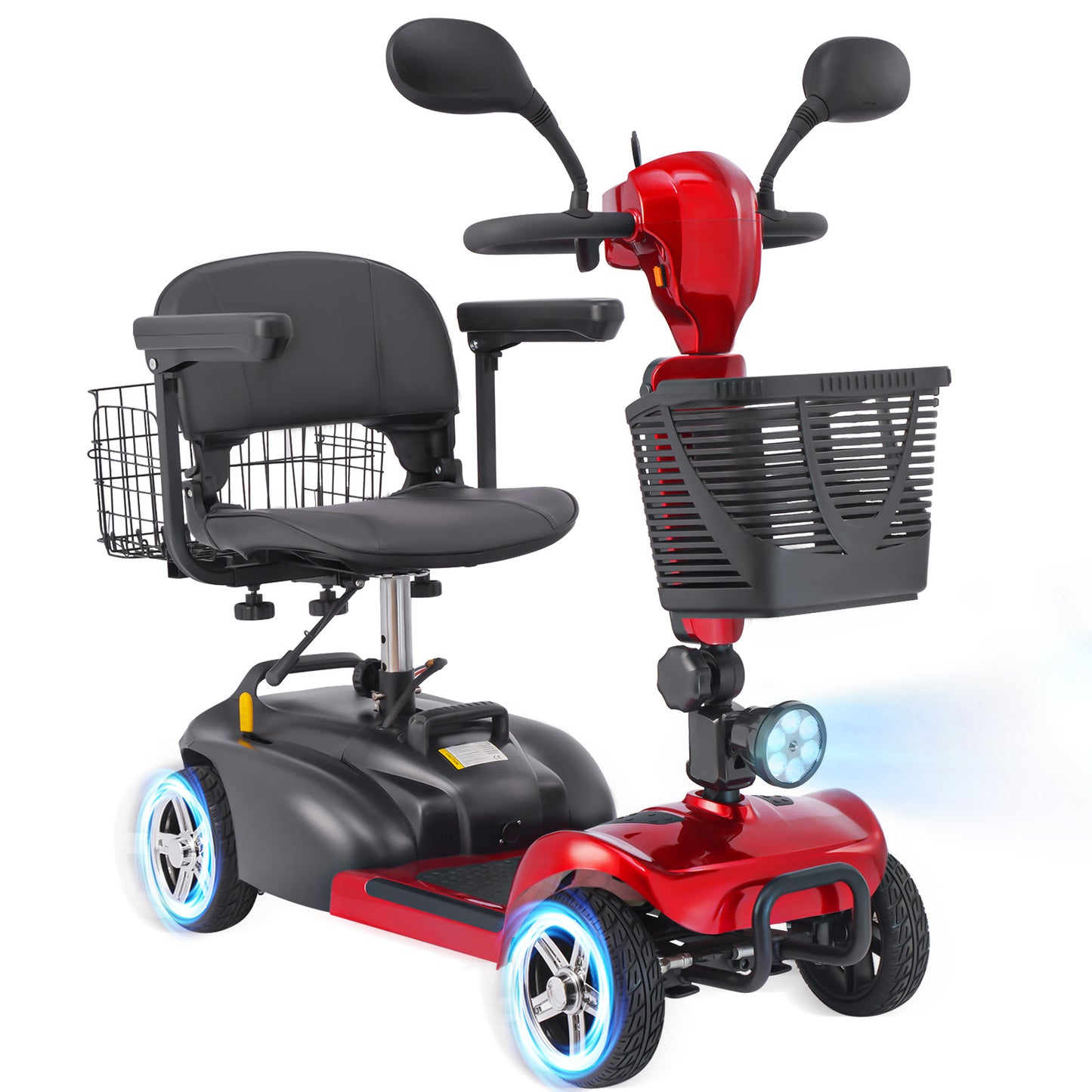 4 Wheel Mobility Scooter for Seniors&Adults - Up to 30 Miles Range,Foldable Powered Electric Wheelchair Device w/600WH Battery,Only 58 lb Weight, Dual Basket, 300 lb Capacity, Compact