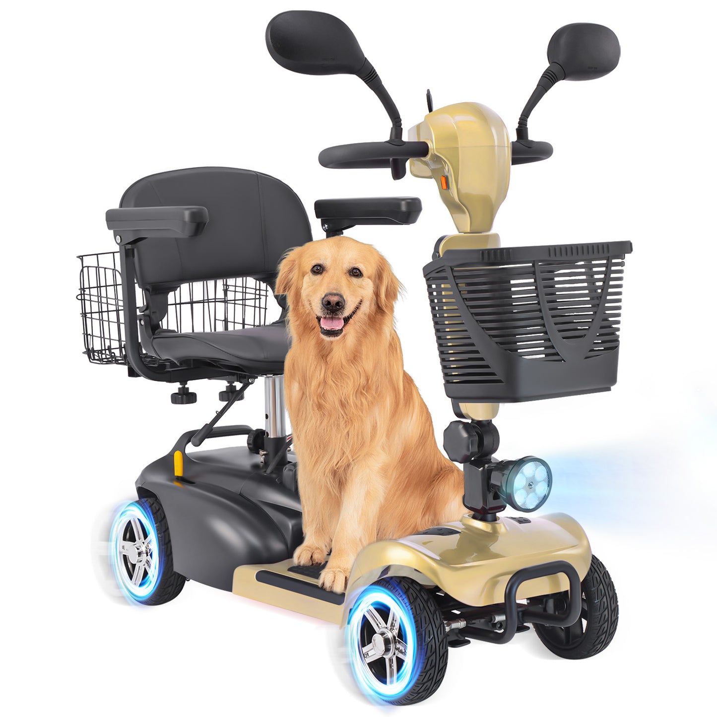 4 Wheel Mobility Scooter for Seniors&Adults - Up to 30 Miles Range,Foldable Powered Electric Wheelchair Device w/600WH Battery,Only 58 lb Weight, Dual Basket, 300 lb Capacity, Compact