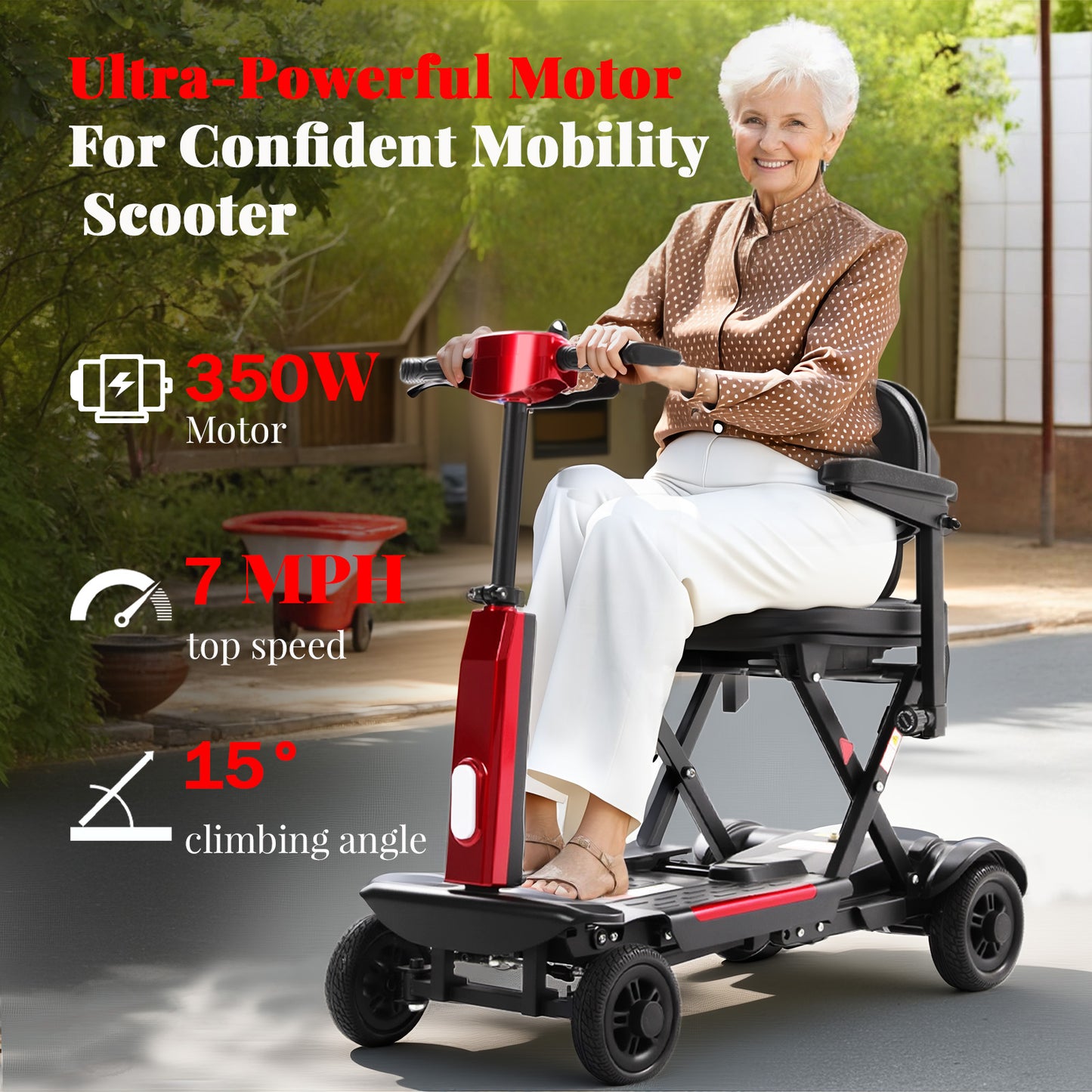 4 Wheel Mobility Scooter for Seniors & Adults, 46 lbs Ultra Lightweight Folding Electric Powered Wheelchair w/Lithium Batteries 20/30 Mile Range - All Terrain Motorized, with Basket, Compact