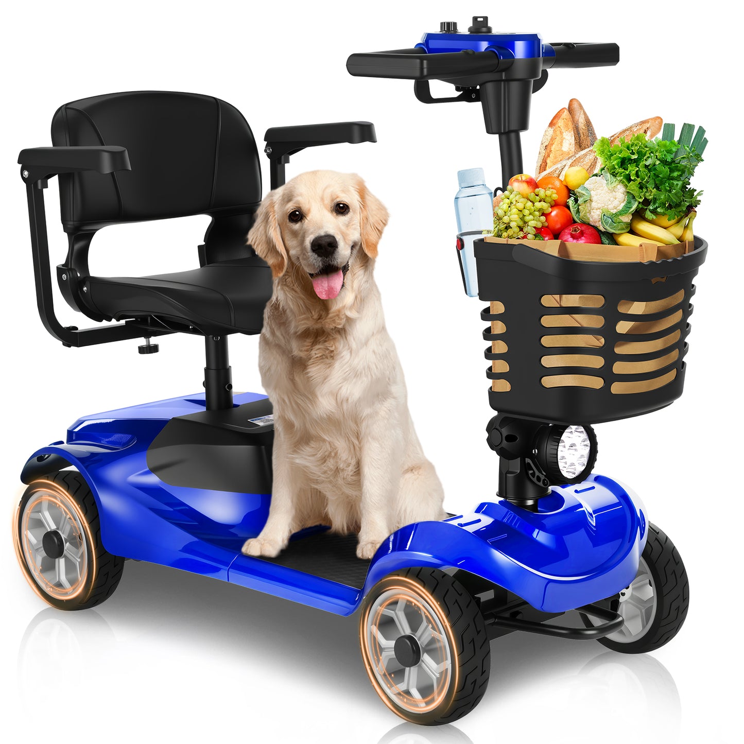 MS08 4-Wheel Mobility Scooter for Adults/Seniors, 15 Miles Range, 350W Motor, 360WH Battery, 330LBS Capacity, Rotating Seat, Cup Holder, Compact & Portable for Elderly