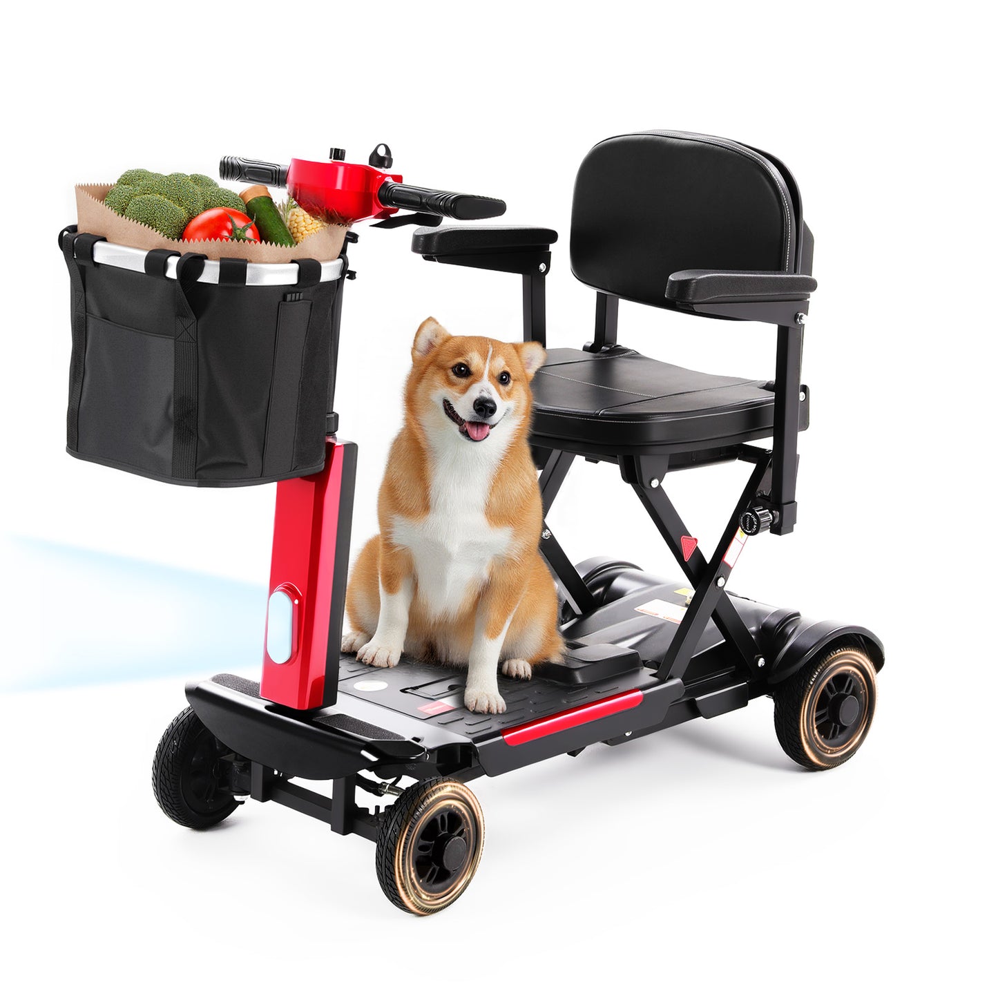 4 Wheel Mobility Scooter for Seniors & Adults, 46 lbs Ultra Lightweight Folding Electric Powered Wheelchair w/Lithium Batteries 20/30 Mile Range - All Terrain Motorized, with Basket, Compact