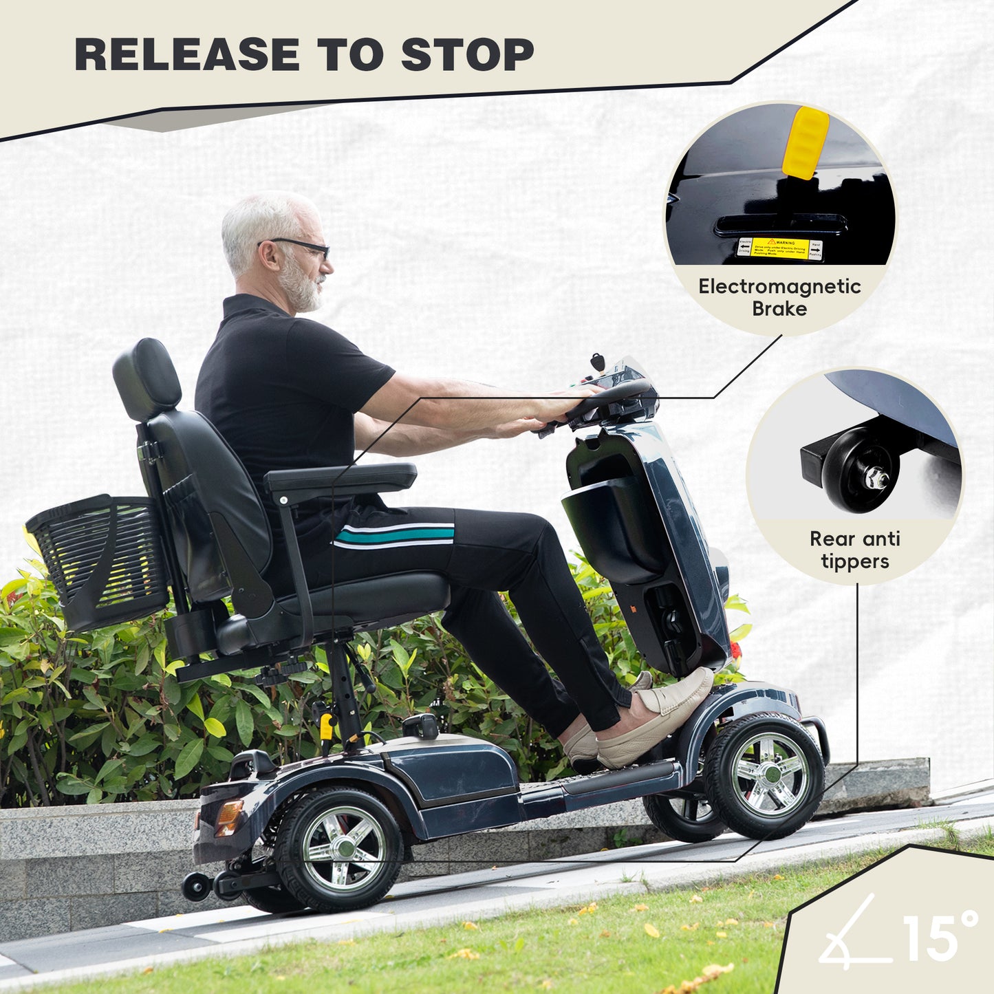 Heavy Duty Mobility Scooter for Adults & Seniors, 500W Motor, 20/30 Miles Long Range, 450 LBS Capacity, Removable Lithium Battery, 10" All-Terrain Tires, with Windshield & Suspension