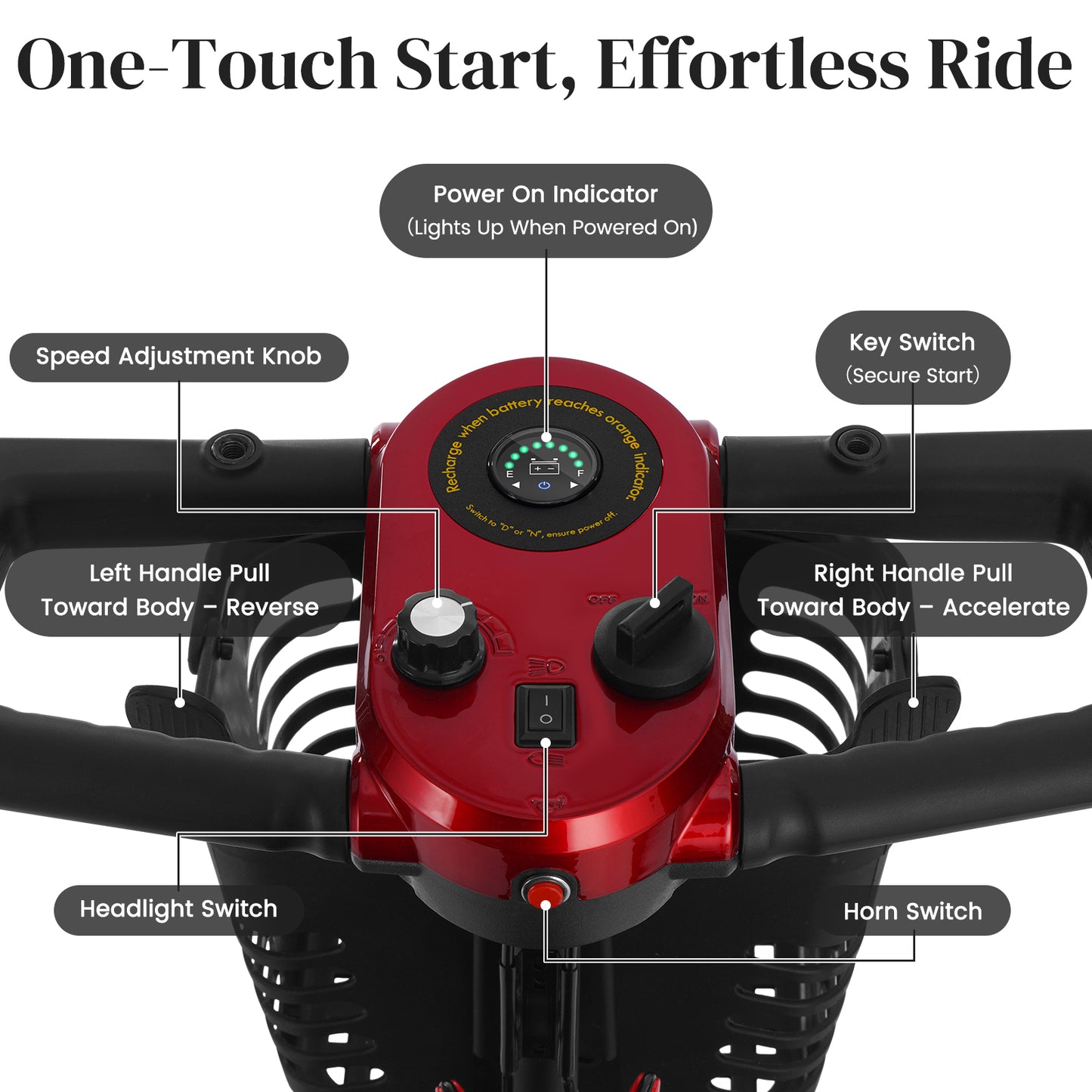 MS08 4-Wheel Mobility Scooter for Adults/Seniors, 15 Miles Range, 350W Motor, 360WH Battery, 330LBS Capacity, Rotating Seat, Cup Holder, Compact & Portable for Elderly