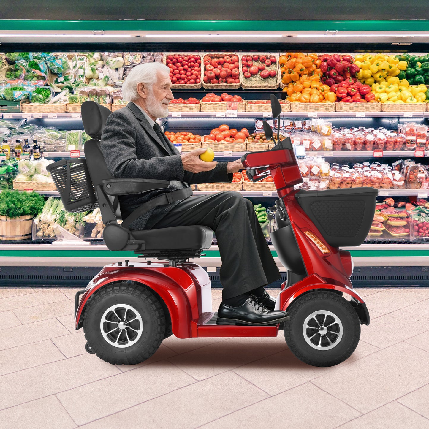 MS09 MAX All Terrain Mobility Scooter for Adults & Seniors 1000W Electric Powered Wheelchair with 32 Mile Range, 500LBS Load Capacity, Off-Road Suspension