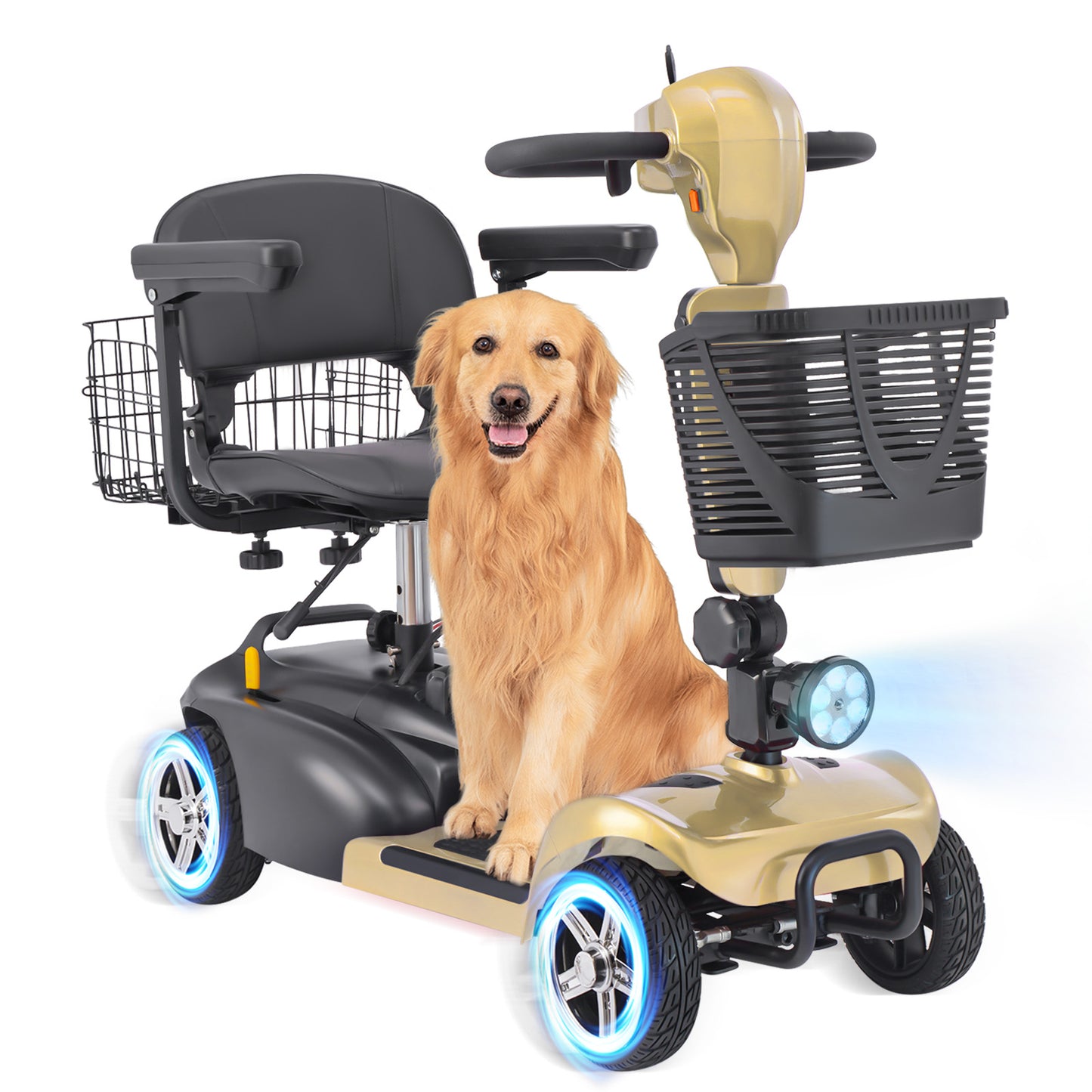 4 Wheel Mobility Scooter for Seniors&Adults - Up to 30 Miles Range,Foldable Powered Electric Wheelchair Device w/600WH Battery,Only 58 lb Weight, Dual Basket, 300 lb Capacity, Compact