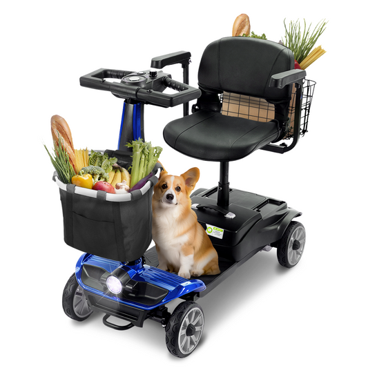 4-Wheel Mobility Scooter for Adults/Seniors, 15 Miles Range, 350W Motor, 360WH Battery, 330LBS Capacity, Rotating Seat, Cup Holder, Compact & Portable for Elderly