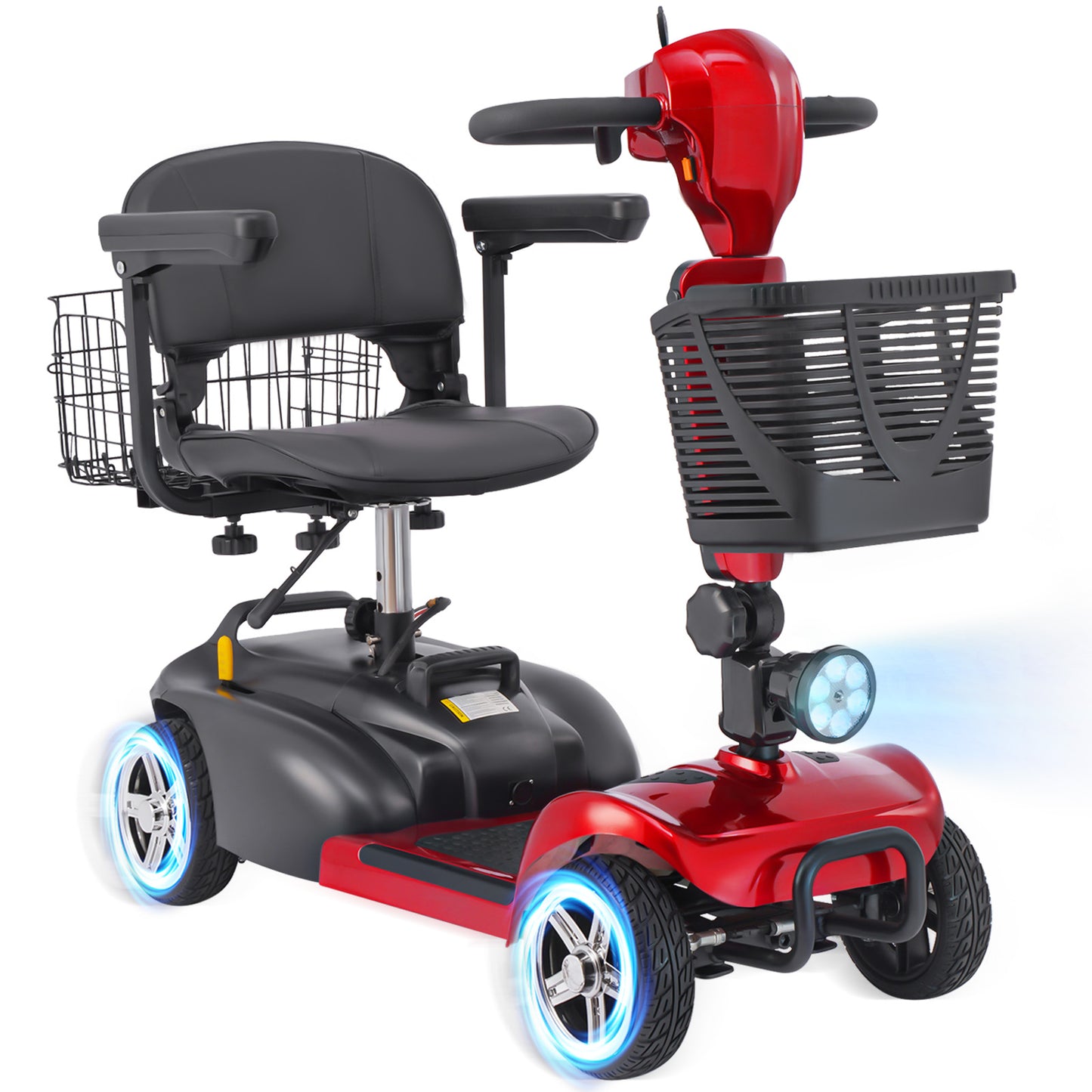 4 Wheel Mobility Scooter for Seniors&Adults - Up to 30 Miles Range,Foldable Powered Electric Wheelchair Device w/600WH Battery,Only 58 lb Weight, Dual Basket, 300 lb Capacity, Compact