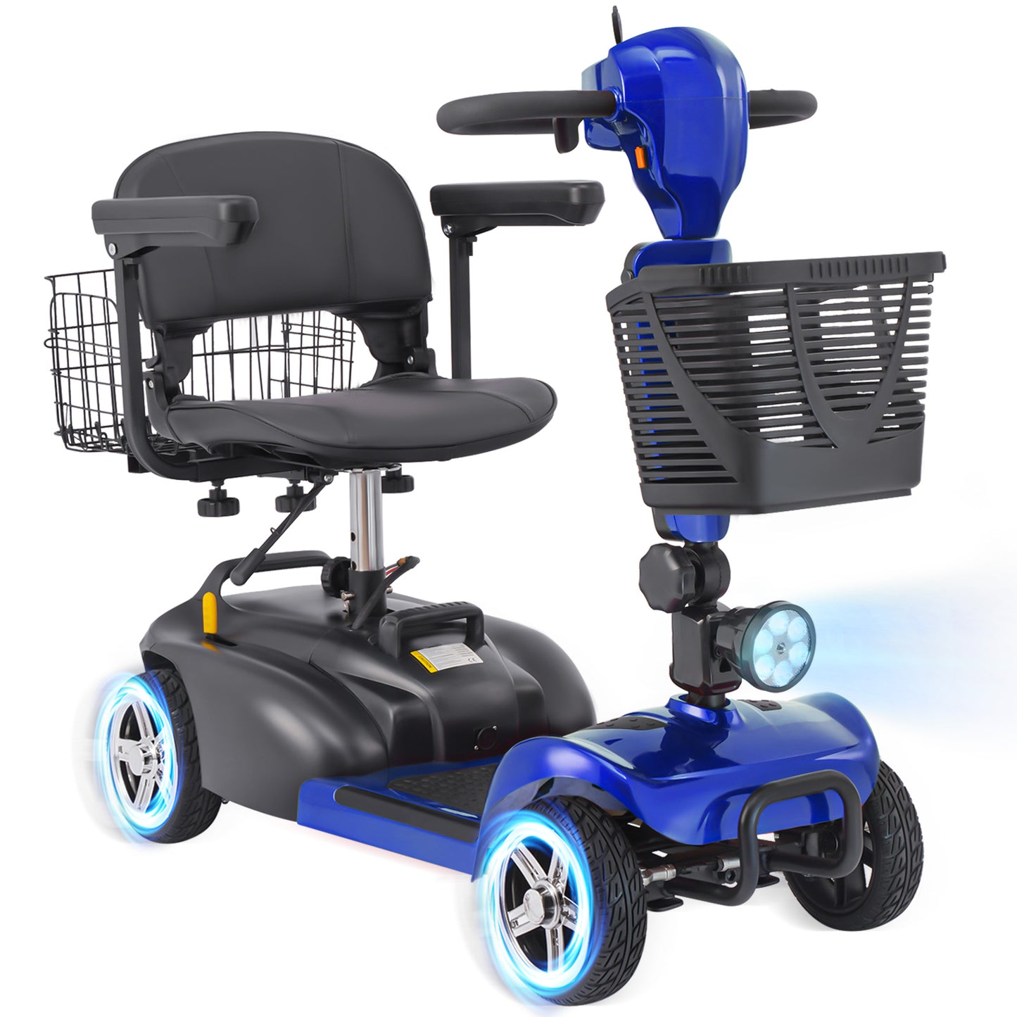 4 Wheel Mobility Scooter for Seniors&Adults - Up to 30 Miles Range,Foldable Powered Electric Wheelchair Device w/600WH Battery,Only 58 lb Weight, Dual Basket, 300 lb Capacity, Compact
