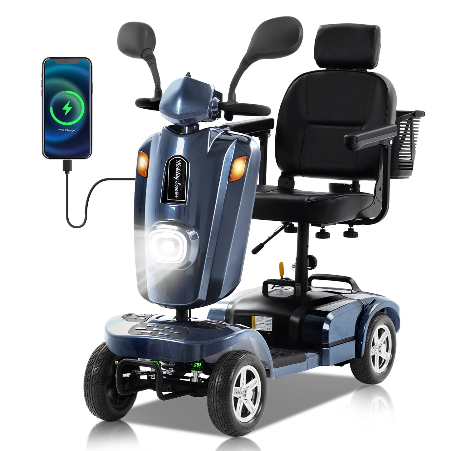 Heavy Duty Mobility Scooter for Adults & Seniors, 500W Motor, 20/30 Miles Long Range, 450 LBS Capacity, Removable Lithium Battery, 10" All-Terrain Tires, with Windshield & Suspension