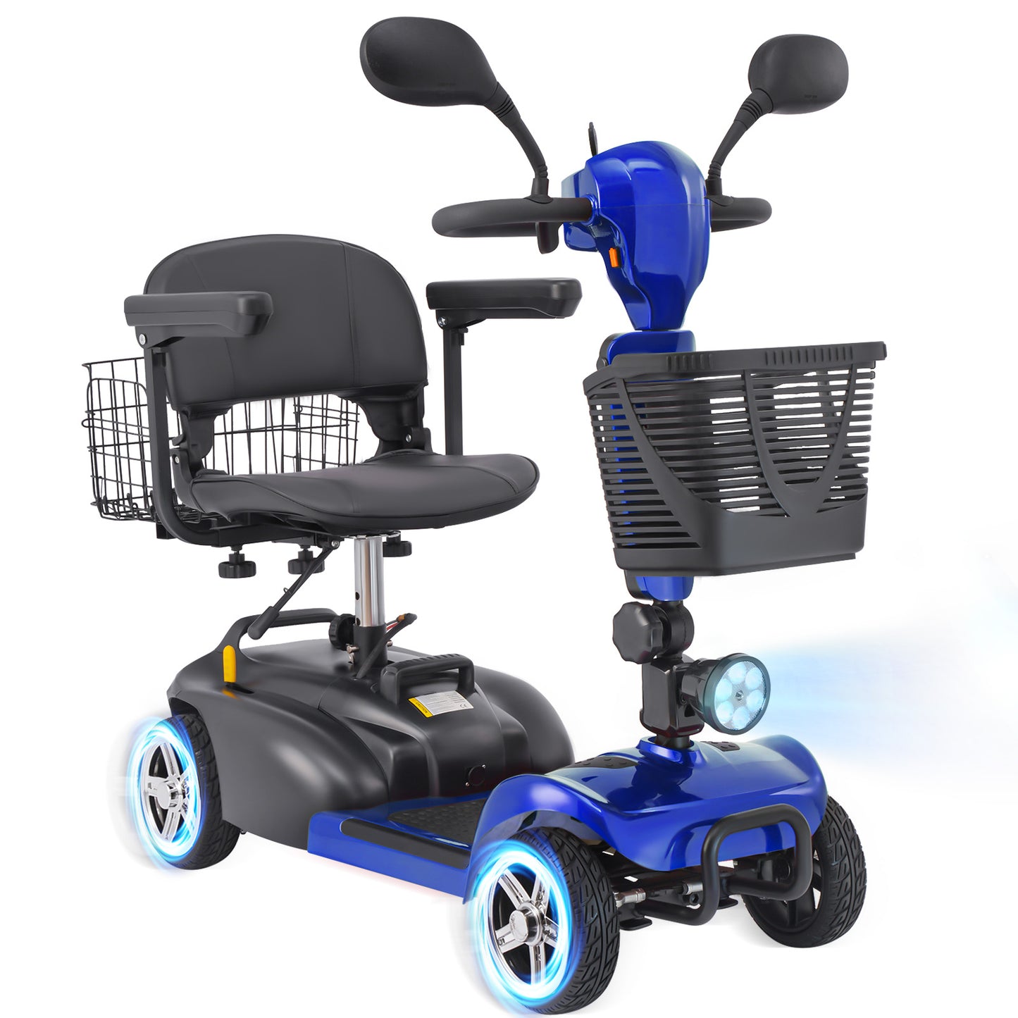 4 Wheel Mobility Scooter for Seniors&Adults - Up to 30 Miles Range,Foldable Powered Electric Wheelchair Device w/600WH Battery,Only 58 lb Weight, Dual Basket, 300 lb Capacity, Compact