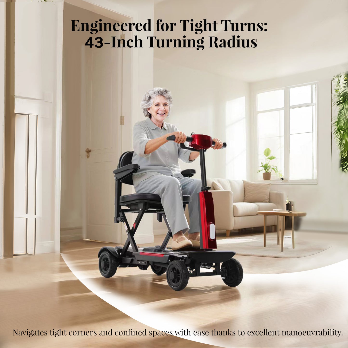 4 Wheel Mobility Scooter for Seniors & Adults, 46 lbs Ultra Lightweight Folding Electric Powered Wheelchair w/Lithium Batteries 20/30 Mile Range - All Terrain Motorized, with Basket, Compact