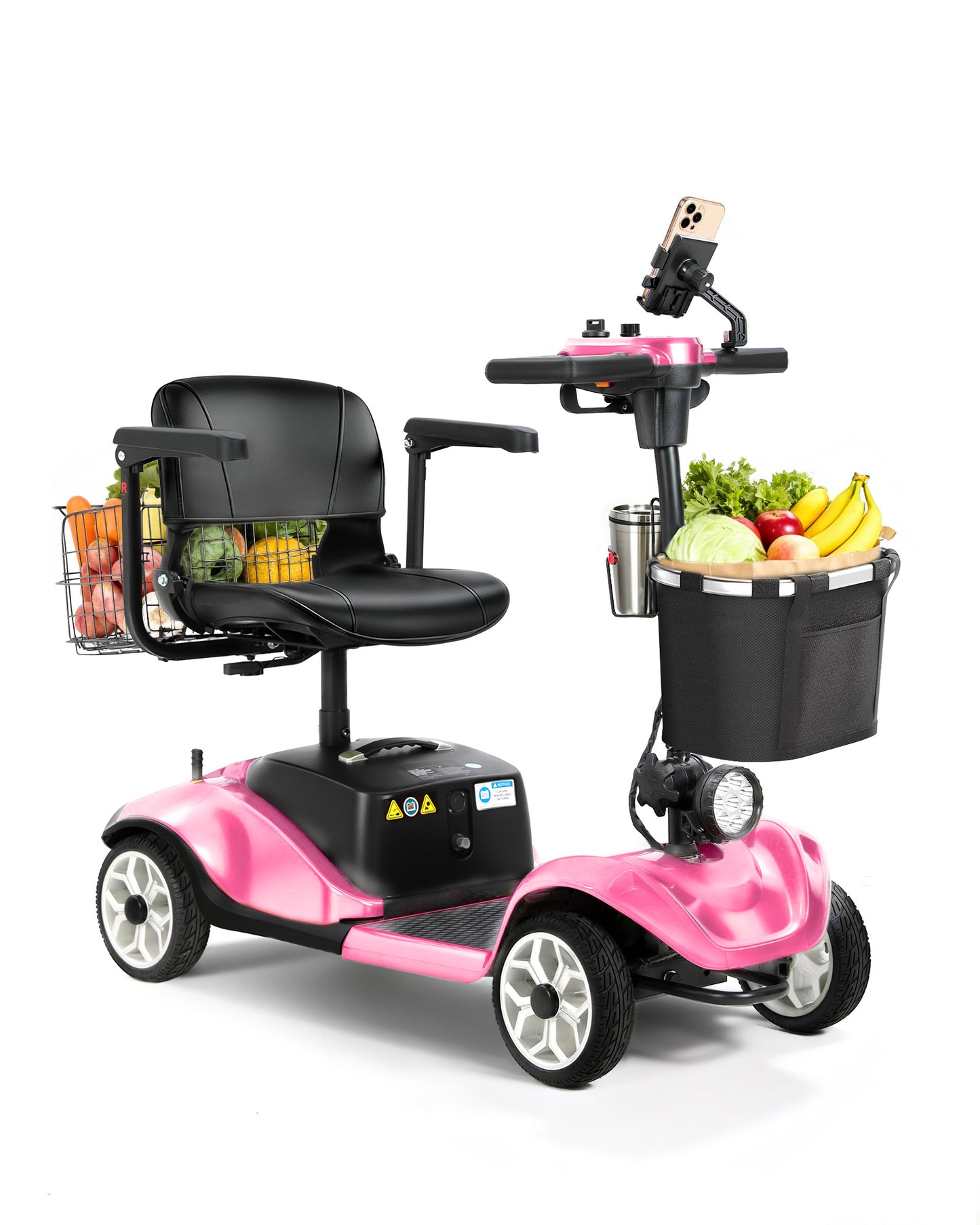 MS08 4-Wheel Mobility Scooter for Adults & Seniors, 15 Miles Removable Battery, 330 lbs Capacity, 350W Motor, Front/Rear Baskets, Phone Holder & Cup Holder, Compact(NEW)