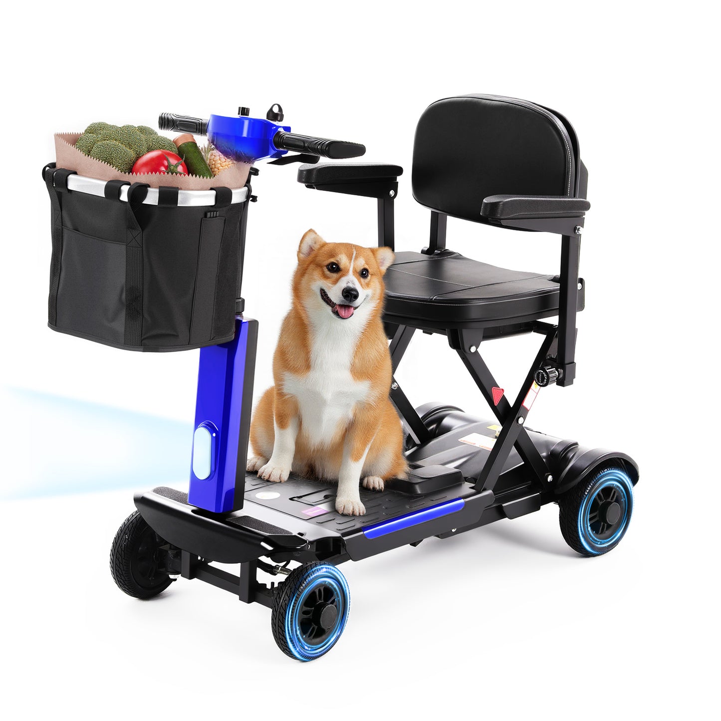 4 Wheel Mobility Scooter for Seniors & Adults, 46 lbs Ultra Lightweight Folding Electric Powered Wheelchair w/Lithium Batteries 20/30 Mile Range - All Terrain Motorized, with Basket, Compact