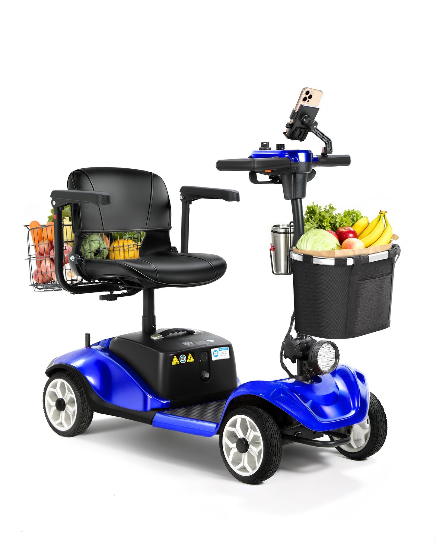 MS08 4-Wheel Mobility Scooter for Adults & Seniors, 15 Miles Removable Battery, 330 lbs Capacity, 350W Motor, Front/Rear Baskets, Phone Holder & Cup Holder, Compact(NEW)