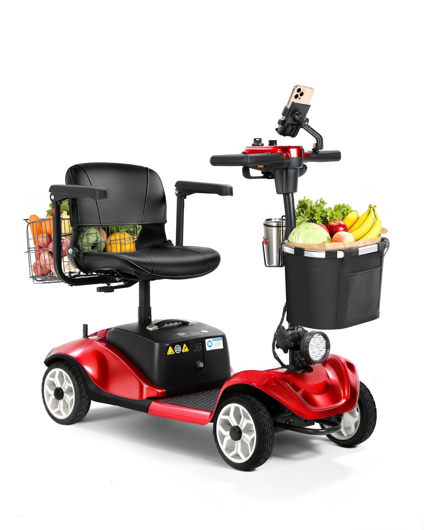 MS08 4-Wheel Mobility Scooter for Adults & Seniors, 15 Miles Removable Battery, 330 lbs Capacity, 350W Motor, Front/Rear Baskets, Phone Holder & Cup Holder, Compact(NEW)