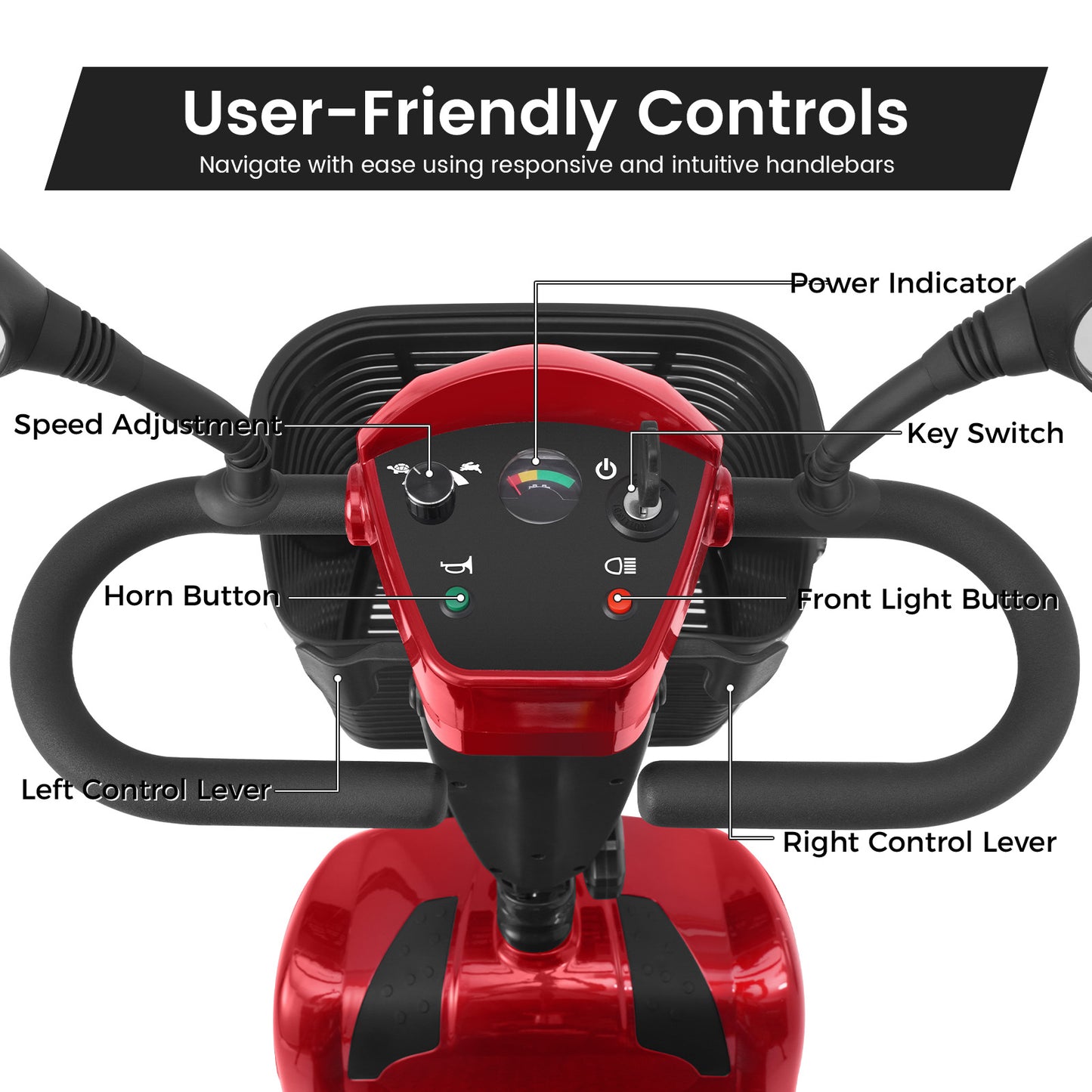 4 Wheel Mobility Scooter for Seniors&Adults - Up to 30 Miles Range,Foldable Powered Electric Wheelchair Device w/600WH Battery,Only 58 lb Weight, Dual Basket, 300 lb Capacity, Compact