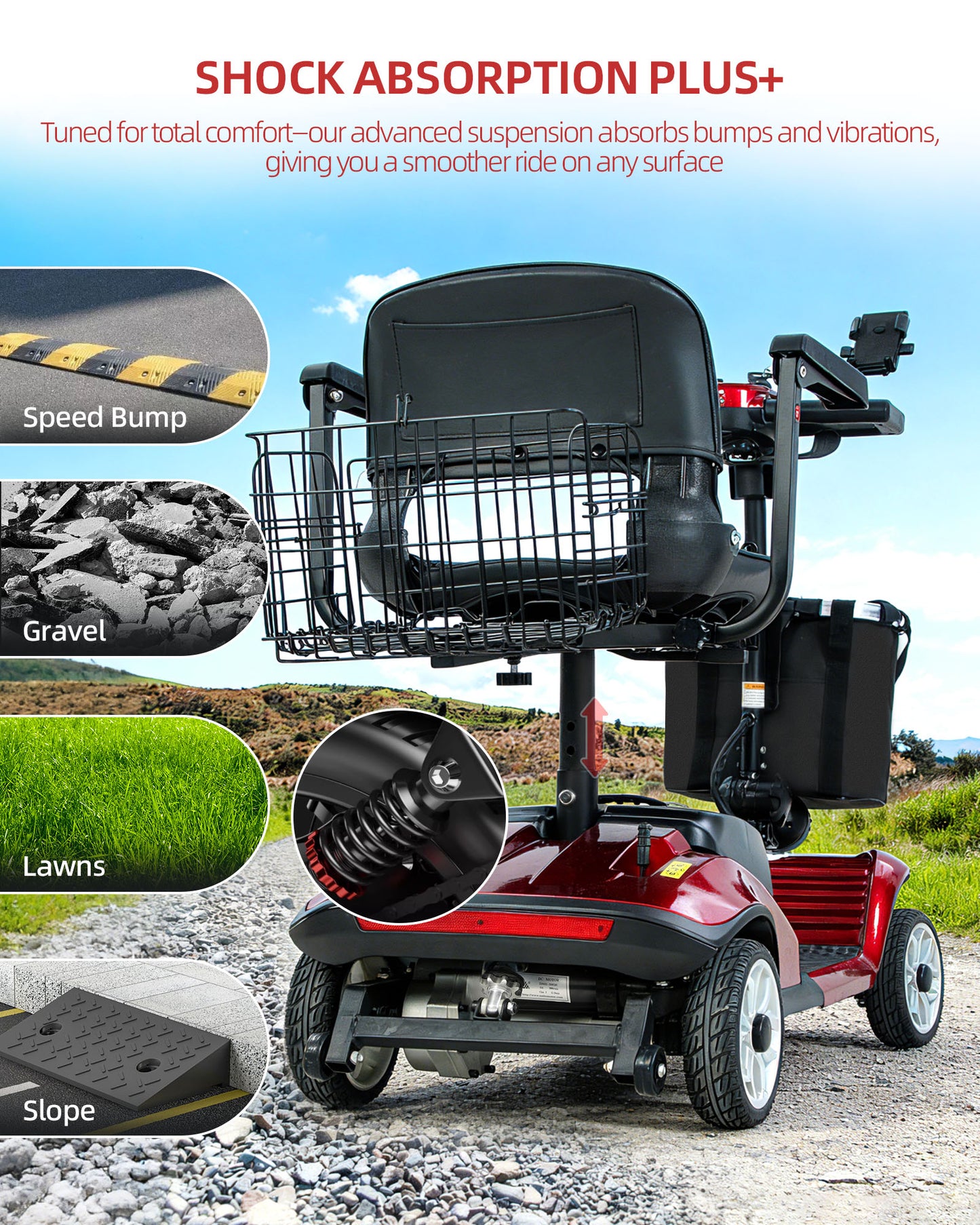 MS08 4-Wheel Mobility Scooter for Adults & Seniors, 15 Miles Removable Battery, 330 lbs Capacity, 350W Motor, Front/Rear Baskets, Phone Holder & Cup Holder, Compact(NEW)