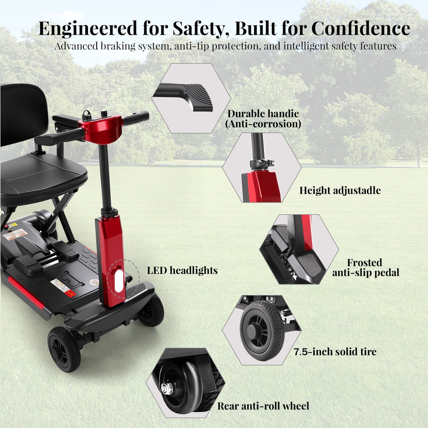 4 Wheel Mobility Scooter for Seniors & Adults, 46 lbs Ultra Lightweight Folding Electric Powered Wheelchair w/Lithium Batteries 20/30 Mile Range - All Terrain Motorized, with Basket, Compact
