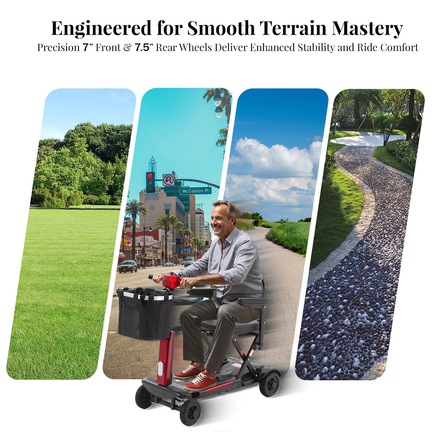 4 Wheel Mobility Scooter for Seniors & Adults, 46 lbs Ultra Lightweight Folding Electric Powered Wheelchair w/Lithium Batteries 20/30 Mile Range - All Terrain Motorized, with Basket, Compact